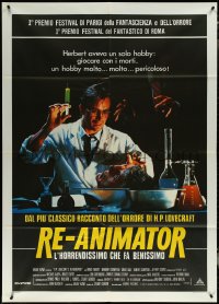 6f0154 RE-ANIMATOR Italian 1p 1986 great image of mad scientist Jeffrey Combs with severed head!