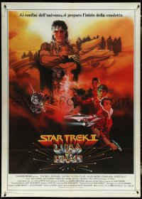 6f0156 STAR TREK II Italian 1p 1982 The Wrath of Khan, Leonard Nimoy, William Shatner, Bob Peak art!