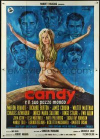 6f0172 CANDY Italian 2p 1970 Ciriello art of Brando, Ringo, Matthau, Burton & sexy naked Ewa Aulin!