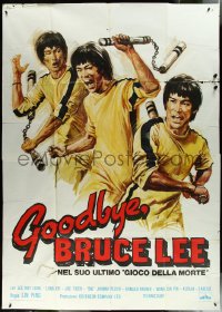 6f0188 GOODBYE BRUCE LEE Italian 2p R1970s Bruce Lee is only in the prologue, ultra rare!