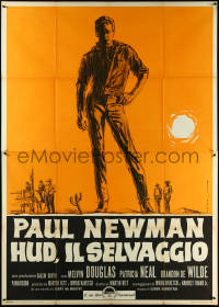 6f0190 HUD Italian 2p 1963 Martin Ritt classic, great different C. Timperi art of Paul Newman, rare!