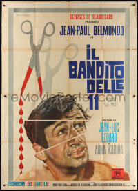 6f0271 PIERROT LE FOU Italian 2p 1965 Jean-Luc Godard, Rodolfo Gasparri art of Jean-Paul Belmondo!