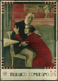 6f0275 TRAGICO CONVEGNO Italian 2p 1915 Corbella art of Jacobini hugging Enzo Boccacci, ultra rare!