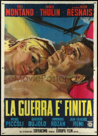 6f0277 WAR IS OVER Italian 2p 1967 Alain Resnais, Montand, Thulin, Angelo Cesselon art, ultra rare!