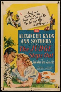 6f1012 JUDGE STEPS OUT 1sh 1948 romantic artwork of pretty Ann Sothern & Alexander Knox!