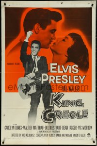 6f1018 KING CREOLE 1sh 1958 great image of Elvis Presley with guitar & sexy Carolyn Jones!