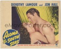 6f0432 ALOMA OF THE SOUTH SEAS LC 1941 best close up of Jon Hall carrying sexy Dorothy Lamour!