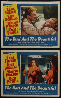 6f0687 BAD & THE BEAUTIFUL 2 LCs 1953 sexy Lana Turner looking at herself & manhandled by Douglas!
