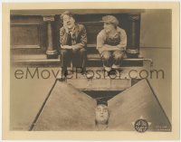 6f0434 BEHIND THE SCREEN LC 1916 Purviance watches Charlie Chaplin laugh at Goliath trapped, rare!