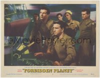 6f0453 FORBIDDEN PLANET LC #3 1956 Leslie Nielsen at controls of spaceship with crew behind him!