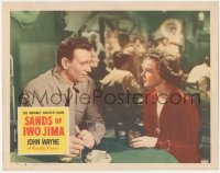 6f0503 SANDS OF IWO JIMA LC #6 1950 World War II Marine John Wayne w/pretty Julie Bishop at table!