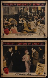 6f0723 SORROWS OF SATAN 2 LCs 1926 D.W. Griffith, Menjou as literal devil, Lya De Putti, ultra rare!