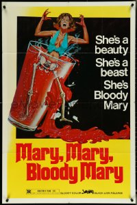 6f1067 MARY MARY BLOODY MARY 1sh 1976 gruesome art of woman dissolving in gigantic glass of acid!