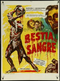 6f0308 BEAST OF BLOOD Mexican poster 1973 great art of zombie ripping own head off, ultra rare!