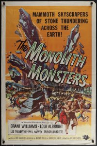 6f1089 MONOLITH MONSTERS 1sh 1957 classic Reynold Brown sci-fi art of living skyscrapers!