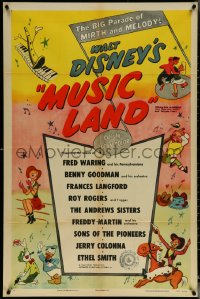 6f1095 MUSIC LAND 1sh 1955 Disney, cartoon art of Donald Duck, Rogers, Joe Carioca & more!