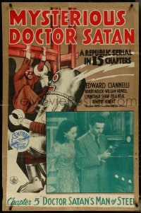 6f1101 MYSTERIOUS DOCTOR SATAN chapter 5 1sh 1940 Republic serial, masked hero vs. funky robot!