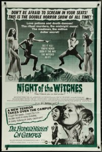 6f1118 NIGHT OF THE WITCHES/DR FRANKENSTEIN ON CAMPUS 1sh 1970 sexy horror double-bill, ultra rare!