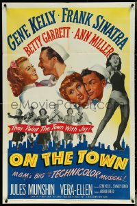 6f1127 ON THE TOWN 1sh 1949 Gene Kelly, Frank Sinatra, sexy Ann Miller's legs, Betty Garrett