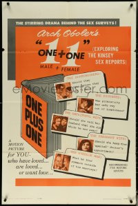 6f1130 ONE PLUS ONE 1sh 1961 Arch Oboler directed, exploring the Kinsey Report!
