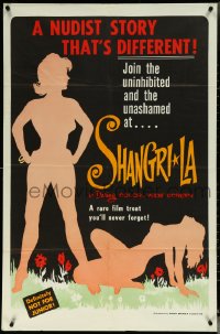 6f1219 SHANGRI-LA 1sh 1961 a nudist story that's different, uninhibited & unashamed, sexy and rare!