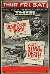 6f1251 STING OF DEATH/DEATH CURSE OF TARTU 1sh 1960s wacky horror sci-fi from Florida!