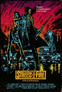 6f1256 STREETS OF FIRE 1sh 1984 Walter Hill, Michael Pare, Diane Lane, artwork by Riehm, no borders!