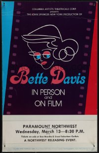6f0065 BETTE DAVIS stage show WC 1974 In Person and On Film, great Tibbetts art, ultra rare!
