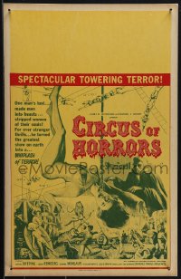 6f0073 CIRCUS OF HORRORS Benton WC 1960 wild horror art of sexy trapeze girl hanging by neck, rare!