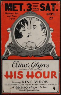 6f0082 HIS HOUR WC 1924 art of Aileen Pringle & John Gilbert, Elinor Glyn, King Vidor, ultra rare!
