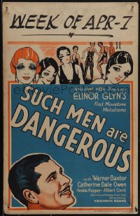 6f0102 SUCH MEN ARE DANGEROUS WC 1930 art of Warner Baxter & sexy ladies, Kenneth Hawks, ultra rare!