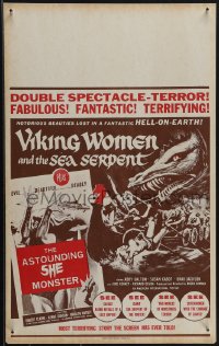 6f0106 VIKING WOMEN & SEA SERPENT/ASTOUNDING SHE MONSTER Benton WC 1958 double spectacle-terror!