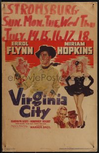 6f0107 VIRGINIA CITY WC 1940 Errol Flynn, Humphrey Bogart, Randolph Scott, Miriam Hopkins, rare!