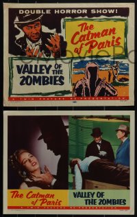 6f0662 CATMAN OF PARIS/VALLEY OF THE ZOMBIES 4 LCs 1956 menacing images from monster double-bill!