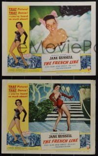 6f0566 FRENCH LINE 8 2D LCs 1954 Howard Hughes, sexy Jane Russell in France, Gilbert Roland!