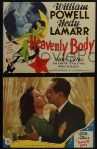6f0638 HEAVENLY BODY 7 LCs 1944 w/ title card with Hirschfeld art of William & sexy Hedy Lamarr!