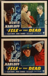 6f0588 ISLE OF THE DEAD 8 LCs R1953 Boris Karloff, gaping graves, walking dead, unseen vampires!