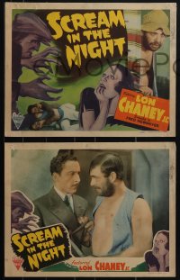 6f0610 SCREAM IN THE NIGHT 8 LCs R1943 Lon Chaney Jr., sexy Zarah Tazil, ultra rare and complete!
