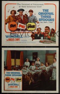6f0615 STOP LOOK & LAUGH 8 LCs 1960 wild images of Three Stooges, Larry, Moe & Curly!