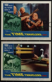 6f0625 TIME TRAVELERS 8 LCs 1964 science fiction with cool Reynold Brown border art!