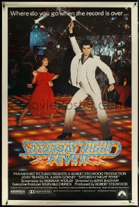 6g0071 SATURDAY NIGHT FEVER 40x60 1977 best image of disco John Travolta & Karen Lynn Gorney!