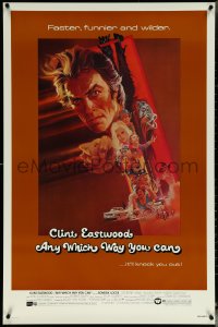 6g0757 ANY WHICH WAY YOU CAN 1sh 1980 cool artwork of Clint Eastwood & Clyde by Bob Peak!