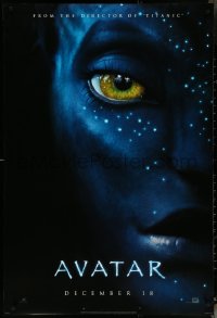 6g0761 AVATAR teaser DS 1sh 2009 James Cameron directed, Zoe Saldana, close-up image of Neytiri!
