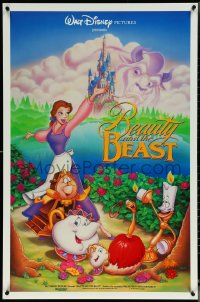 6g0772 BEAUTY & THE BEAST DS 1sh 1991 Walt Disney cartoon classic, art of cast by John Hom!