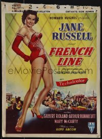 6g0311 FRENCH LINE Belgian 1954 Howard Hughes, art of sexy Jane Russell in skimpy outfit!