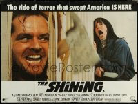 6g0195 SHINING British quad 1980 King & Kubrick horror, Jack Nicholson & scared Shelley Duvall!