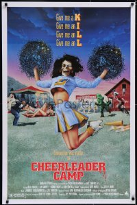 6g0787 CHEERLEADER CAMP 1sh 1987 John Quinn directed, wacky image of sexy cheerleader w/skull head!