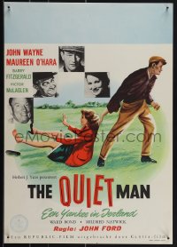 6g0283 QUIET MAN Dutch 1953 great art of John Wayne dragging Maureen O'Hara, John Ford!