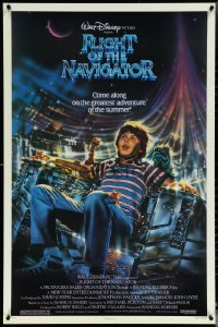 6g0813 FLIGHT OF THE NAVIGATOR 1sh 1986 Disney sci-fi, Jeff Wack artwork of Joey Cramer in spaceship!