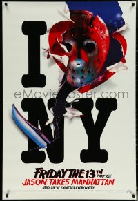 6g0817 FRIDAY THE 13th PART VIII recalled teaser 1sh 1989 Jason Takes Manhattan, I love NY in July!